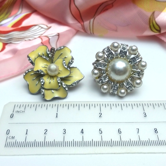 Flower and Faux Pearls Stretch Fashion Rings - Picture 6 of 8